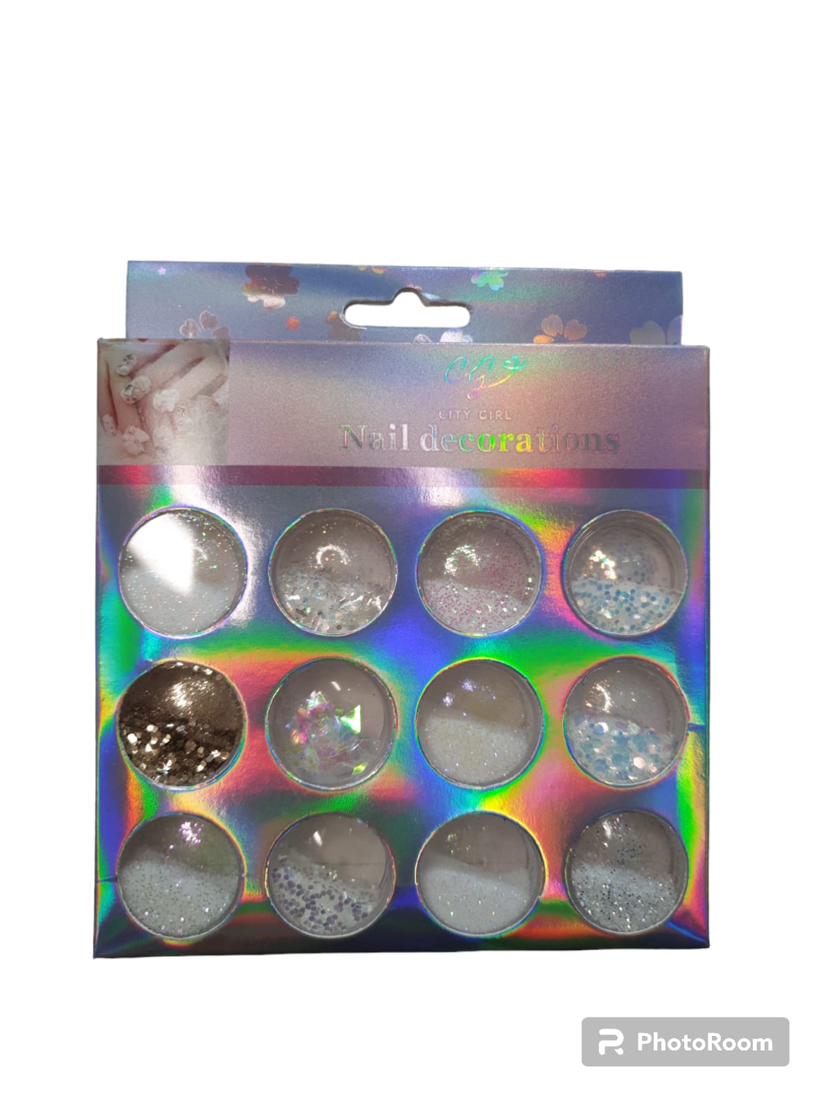 Glitter Blanco/Plateado x 12 unid City Girl MV